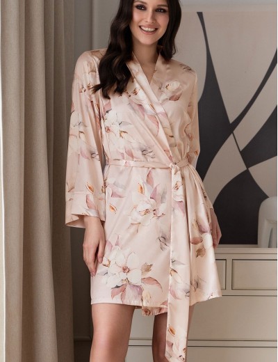Короткий запашной халат Mia-Amore GARDENIA 9023, Цвет: мультицвет, Размеры: 2XL/3XL, изображение 3