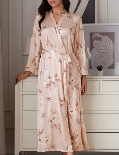 Длинный шелковый халат Mia-Amore GARDENIA 9029, Цвет: мультицвет, Размеры: L/XL, изображение 4