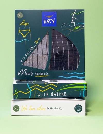 Мужские слипы 2 шт. в упаковке Key MPP 378 синий + серый, Цвет: синий + серый, Размеры: L, изображение 3