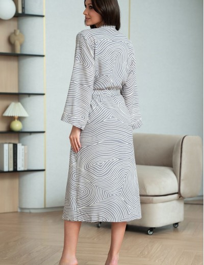 Запашной домашний халат Mia-Amore ALMA 5879, Цвет: серый, Размеры: 2XL/3XL, изображение 2