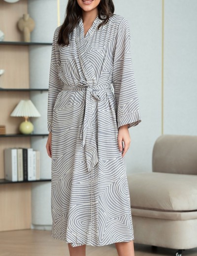 Запашной домашний халат Mia-Amore ALMA 5879, Цвет: серый, Размеры: 2XL/3XL, изображение 4