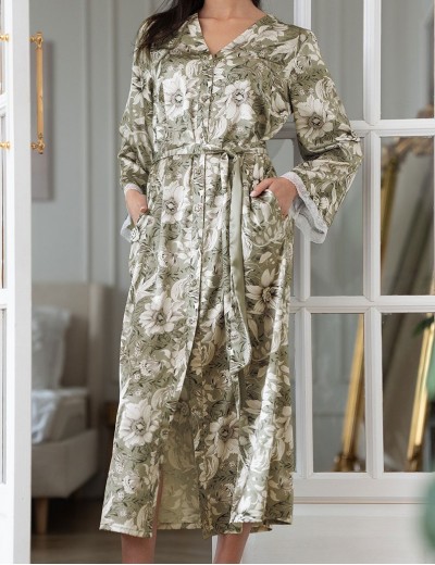 Длинный халат на пуговицах Mia-Amore ANTONIA 4027, Цвет: мультицвет, Размеры: 2XL, изображение 4