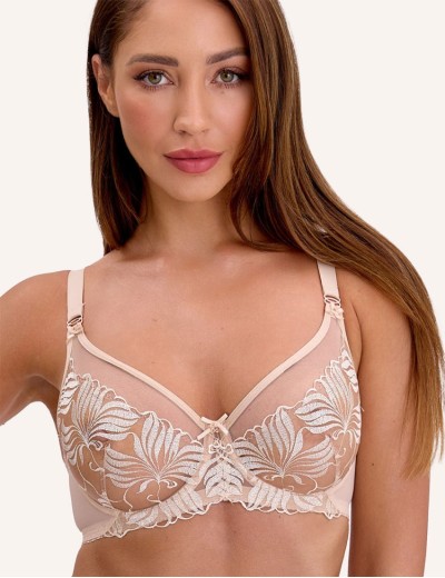 Мягкий бюстгальтер с вышивкой Bella Misteria BEIGE TOPAZ soft bralette, Цвет: бежевый, Размеры: 65D, изображение 3