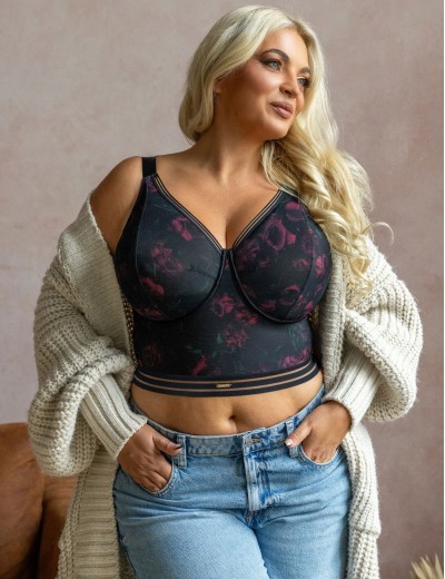 Бюстгальтер бралетт Kris Line BLOSSOM Softbralette longline, Цвет: черный+сиреневый, Размеры: 65J, изображение 3