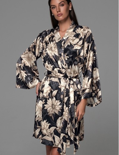 Короткий шелковый халат Mia-Amore DENISA 4863, Цвет: мультицвет, Размеры: 2XL/3XL, изображение 3