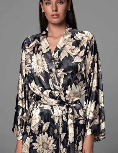 Короткий шелковый халат Mia-Amore DENISA 4863, Цвет: мультицвет, Размеры: 2XL/3XL, изображение 4