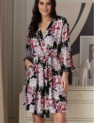 Трикотажный халат Mia-Amore ABBEY 5553 черный, Цвет: черный, Размеры: 2XL/3XL, изображение 3