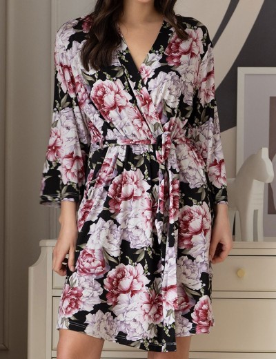 Трикотажный халат Mia-Amore ABBEY 5553 черный, Цвет: черный, Размеры: 2XL/3XL, изображение 4