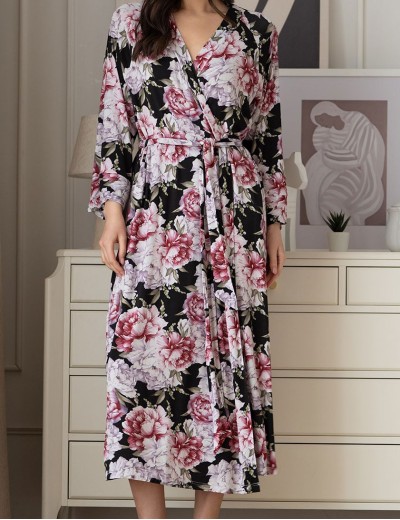 Длинный трикотажный халат Mia-Amore ABBEY 5559 черный, Цвет: черный, Размеры: 2XL/3XL, изображение 4