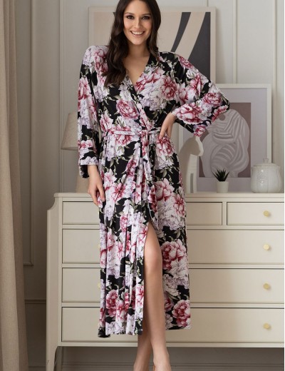 Длинный трикотажный халат Mia-Amore ABBEY 5559 черный, Цвет: черный, Размеры: 2XL/3XL, изображение 3