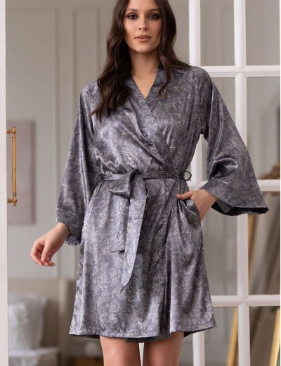 Короткий запашной халат Mia-Amore DIORA 4993 графит, Цвет: графит, Размеры: S/M, изображение 3