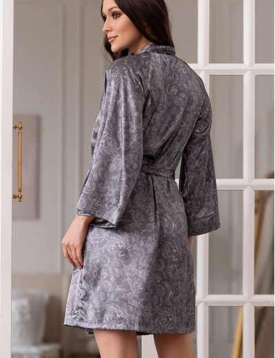 Короткий запашной халат Mia-Amore DIORA 4993 графит, Цвет: графит, Размеры: S/M, изображение 2