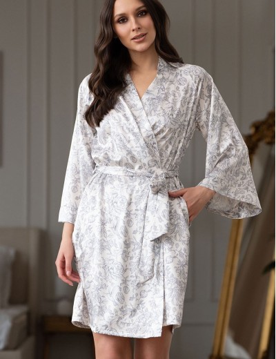 Короткий запашной халат Mia-Amore DIORA 4993 молочный, Цвет: молочный, Размеры: 2XL/3XL, изображение 3