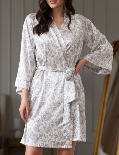 Короткий запашной халат Mia-Amore DIORA 4993 молочный, Цвет: молочный, Размеры: 2XL/3XL, изображение 4