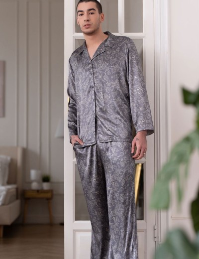 Мужская шелковая пижама Mia-Amore DIORA 4997 графит, Цвет: графит, Размеры: 4XL, изображение 3