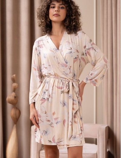 Короткий запашной халат Mia-Amore NYMPHEA 5843, Цвет: пастельный, Размеры: 2XL/3XL, изображение 3