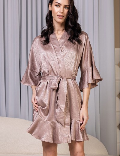 Халат с декоративными воланами Mia-Amore FLORENCE 2353, Цвет: карамель, Размеры: 2XL/3XL, изображение 3