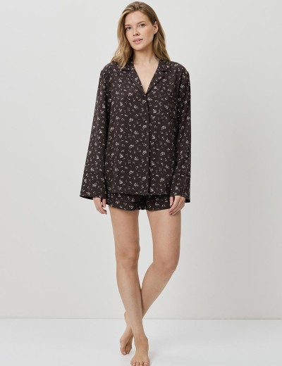 Пижама из вискозы с шортами Aruelle ARYA, Цвет: коричневый, Размеры: XS, изображение 4