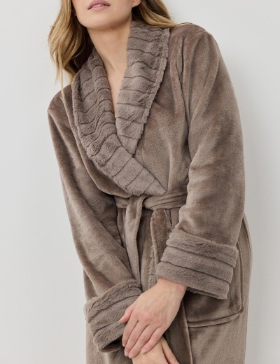 Длинный тёплый халат Aruelle DEMI TAUPE, Цвет: тауп, Размеры: L, изображение 4