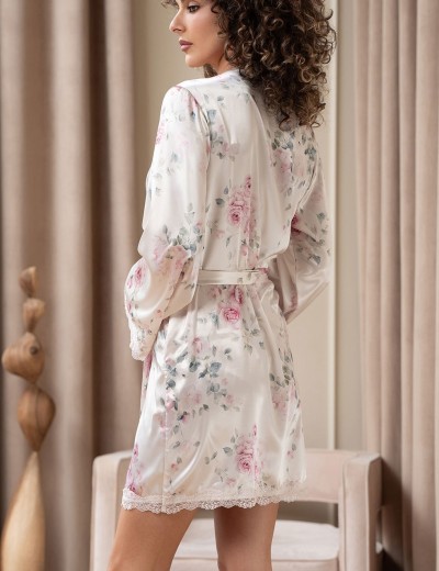 Короткий запашной халат Mia-Amore FELICIA 9033, Цвет: молочный, Размеры: 2XL/3XL, изображение 2