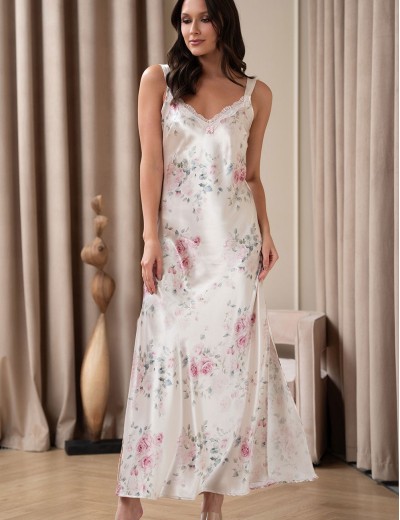 Длинная шелковая сорочка Mia-Amore FELICIA 9034, Цвет: молочный, Размеры: 2XL, изображение 4