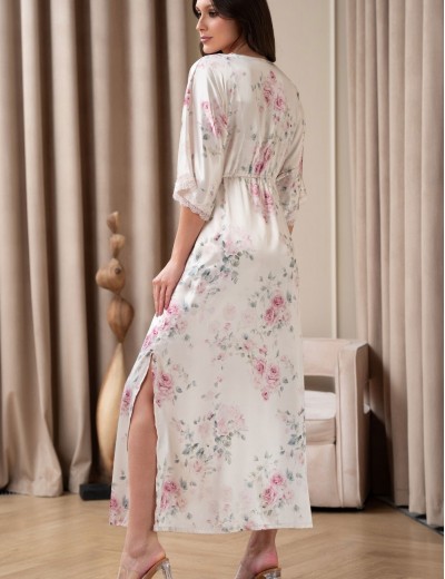 Шелковый пеньюар-накидка Mia-Amore FELICIA 9039, Цвет: молочный, Размеры: 2XL/3XL, изображение 3