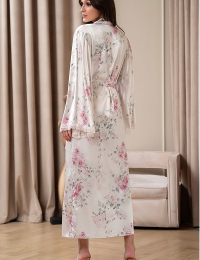 Длинный запашной халат Mia-Amore FELICIA 9049, Цвет: молочный, Размеры: 2XL/3XL, изображение 2
