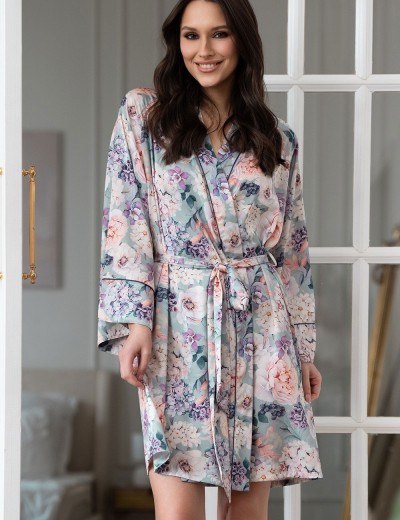 Короткий халат с цветами Mia-Amore MARIEL 4963, Цвет: мультицвет, Размеры: L/XL, изображение 3
