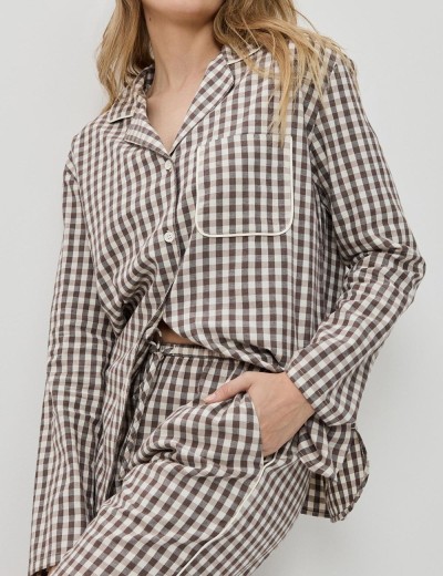 Пижама из хлопка Aruelle SELIN, Цвет: коричневый/бежевый, Размеры: XS, изображение 4