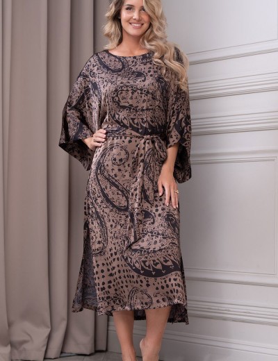 Длинная шелковая туника Mia-Amore AIDA 9054, Цвет: шоколадный, Размеры: 3XL, изображение 4