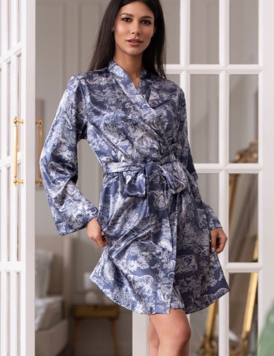 Короткий запашной халат Mia-Amore MARJANI 9003, Цвет: темно-синий, Размеры: L/XL, изображение 3