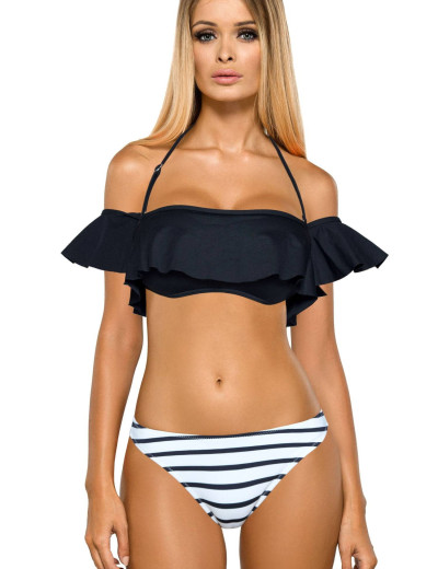 Купальник бандо Lorin L5054/8, Цвет: черный/белый, Размеры: S, изображение 3