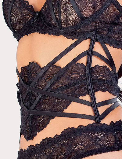 Кружевной комплект-тройка OPIUM ISTINTO 314, Цвет: черный, Размеры: S/M/L, изображение 4 Кружевной комплект-тройка OPIUM ISTINTO 314, Цвет: черный, Размеры: S/M/L, изображение 4