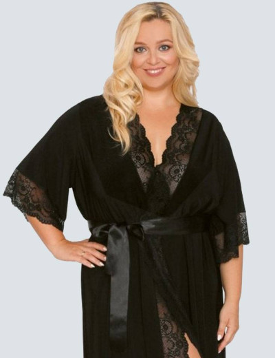 Длинный пеньюар Akcent 505 черный, Цвет: черный, Размеры: L, изображение 3