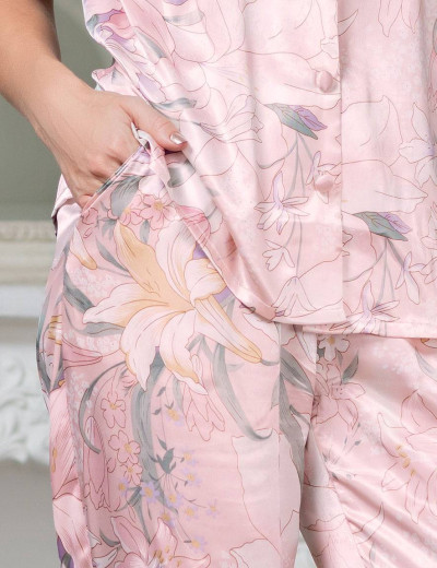 Шелковый комплект с брюками Mia-Amore EDEM 5975, Цвет: розовый, Размеры: XL, изображение 5