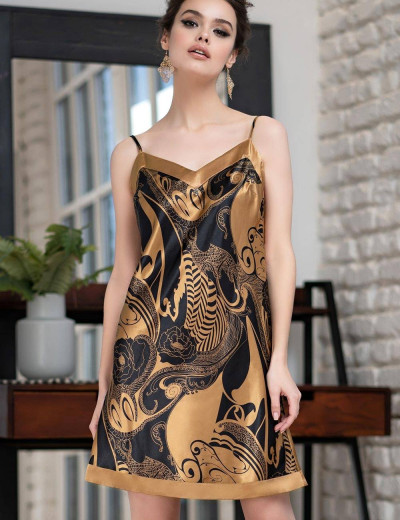 Сорочка шелковая Mia-Amore ANTIKA 3470, Цвет: черный/медный, Размеры: M, изображение 3