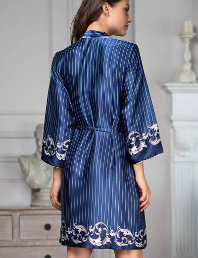 Шелковый халат-кимоно Mia-Amore BAROCCO 8613, Цвет: синий, Размеры: S/M, изображение 2