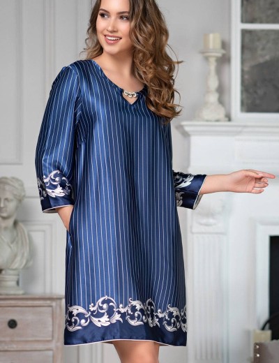 Туника атласная с поясом Mia-Amore BAROCCO 8614, Цвет: синий, Размеры: L/XL, изображение 2