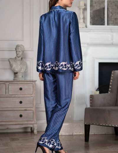 Атласная пижама Mia-Amore BAROCCO 8616, Цвет: синий, Размеры: S, изображение 2