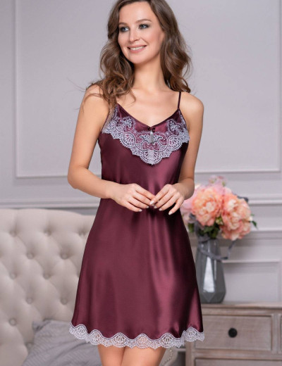 Шелковая сорочка Mia-Amore LAURA 3290 бордовый, Цвет: бордовый, Размеры: XS, изображение 3