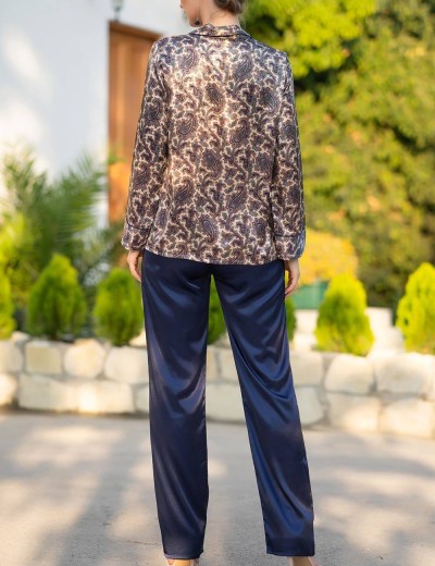 Шелковая пижама Mia-Amore PERSIA 3427, Цвет: золотистый/темно-синий, Размеры: S, изображение 2