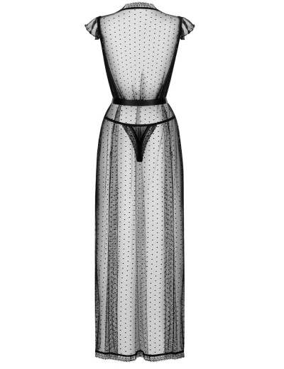 Кружевной пеньюар с трусиками Obsessive 876 PEI-1, Цвет: черный, Размеры: L/XL, изображение 6