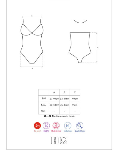 Эротическое боди Obsessive 876 TED-1 body, Цвет: черный, Размеры: S/M, изображение 5