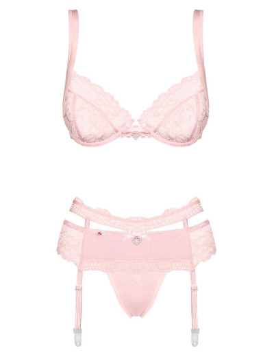 Комплект с поясом Obsessive HEARTINA SET розовый, Цвет: розовый, Размеры: L/XL, изображение 3