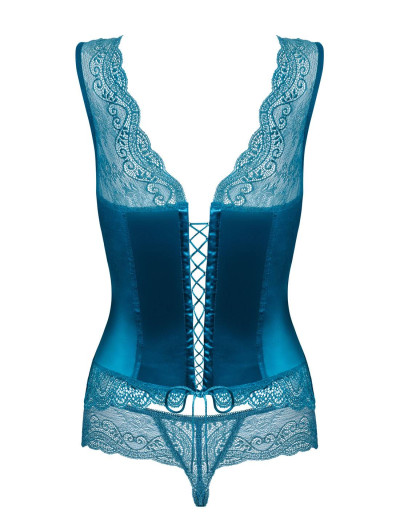 Корсет c трусиками Obsessive MIAMOR CORSET бирюзовый, Цвет: бирюзовый, Размеры: S/M, изображение 4