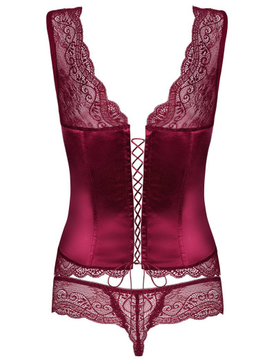 Корсет c трусиками Obsessive MIAMOR CORSET рубиновый, Цвет: рубиновый, Размеры: S/M, изображение 4