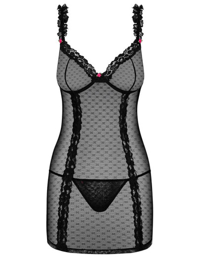 Сексуальная сорочка Obsessive PICCOROSA CHEMISE, Цвет: черный, Размеры: S/M, изображение 4 Сексуальная сорочка Obsessive PICCOROSA CHEMISE, Цвет: черный, Размеры: S/M, изображение 4