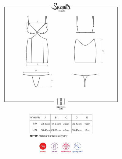 Сексуальная сорочка Obsessive SWANITA CHEMISE черный, Цвет: черный, Размеры: S/M, изображение 4