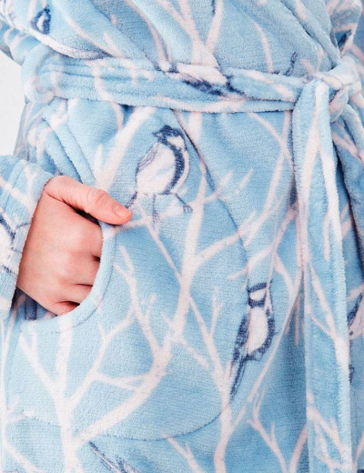 Теплый флисовый халат Key LGD 892, Цвет: голубой, Размеры: L/XL, изображение 4