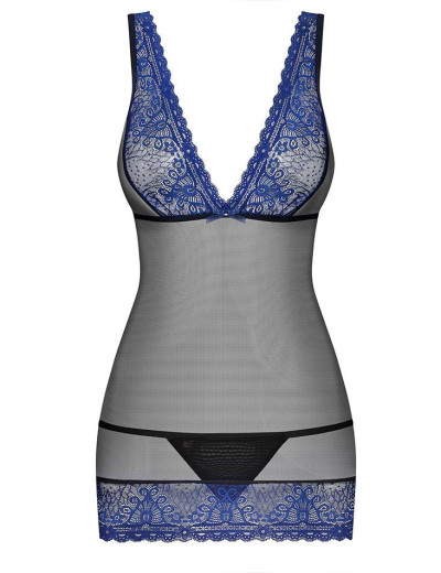 Сексуальная сорочка Obsessive 850 CHE-6, Цвет: черный/синий, Размеры: L/XL, изображение 3